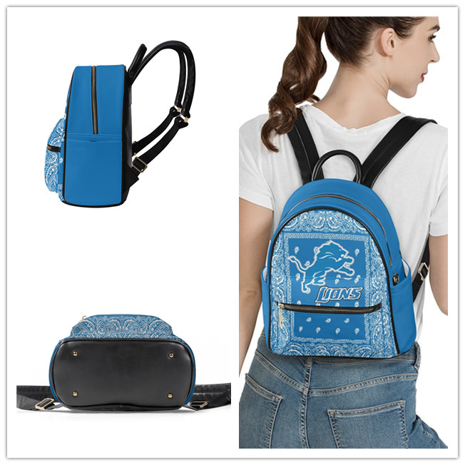 Detroit Lions PU Leather Casual Backpack 001